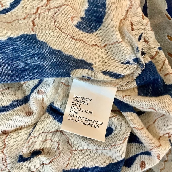 Anthropologie Tiny Sheer Layered Blue and Cream Floral Top Large - Picture 5 of 5